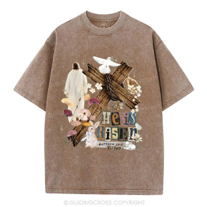 He Is Risen Christian Washed T-Shirt