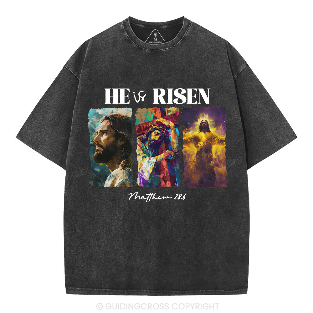 He Is Risen Christian Washed T-Shirt