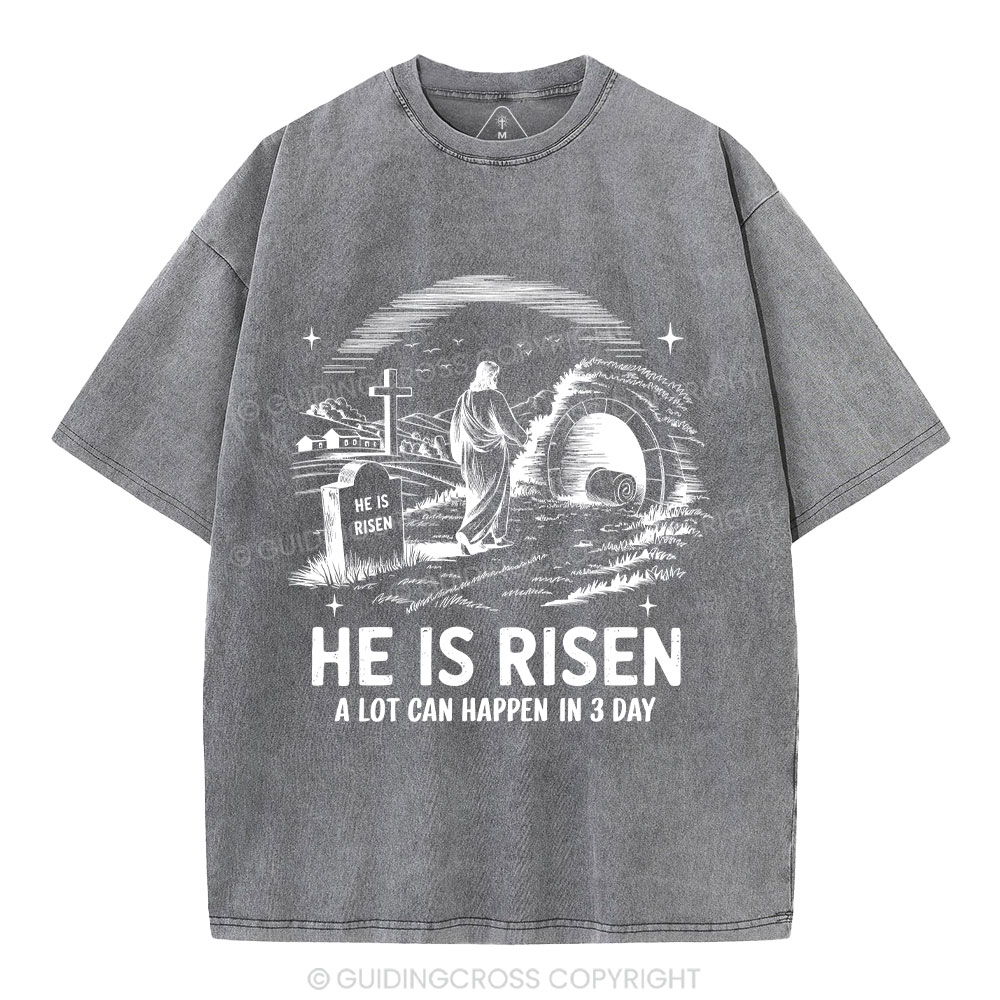 He Is Risen Christian Washed T-Shirt