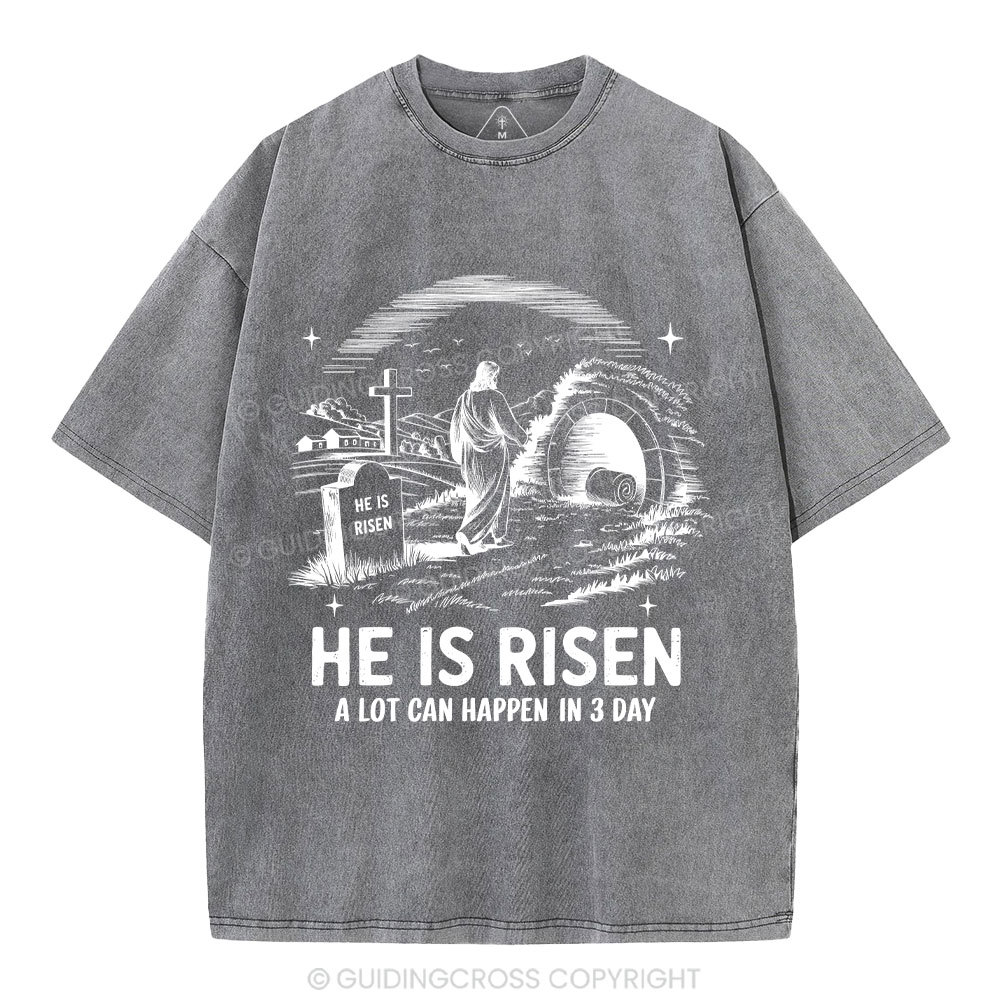 He Is Risen Christian Washed T-Shirt