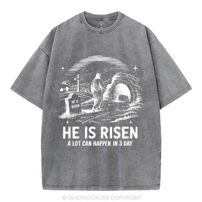 He Is Risen Christian Washed T-Shirt