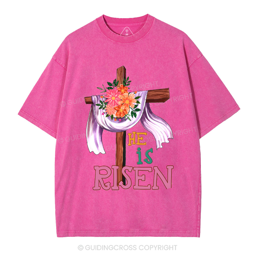 He Is Risen Christian Washed T-Shirt