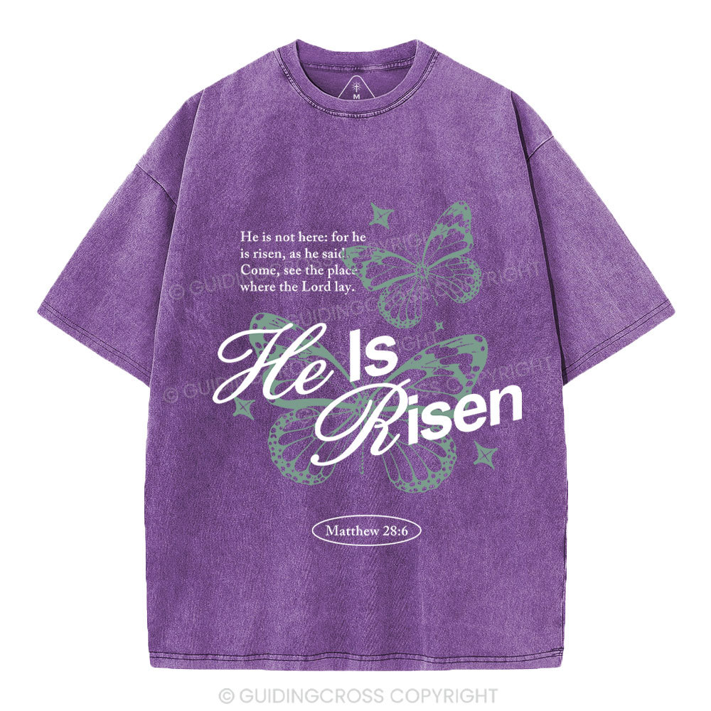 He Is Risen Christian Washed T-Shirt