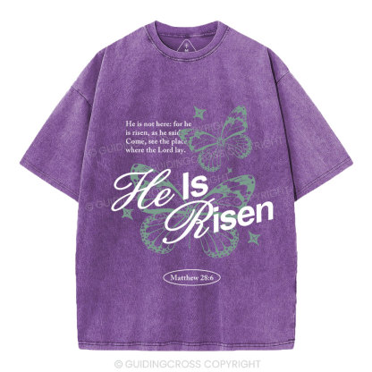 He Is Risen Christian Washed T-Shirt