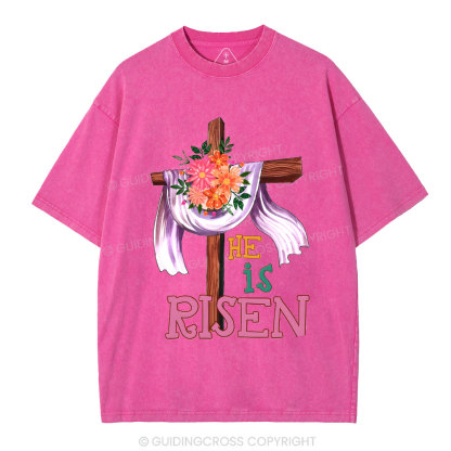 He Is Risen Christian Washed T-Shirt