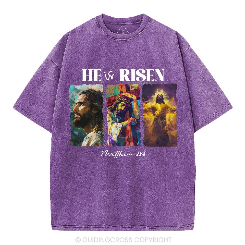 He Is Risen Christian Washed T-Shirt