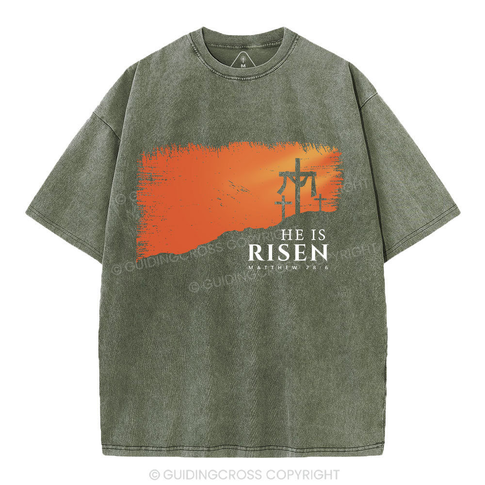 He Is Risen Christian Washed T-Shirt