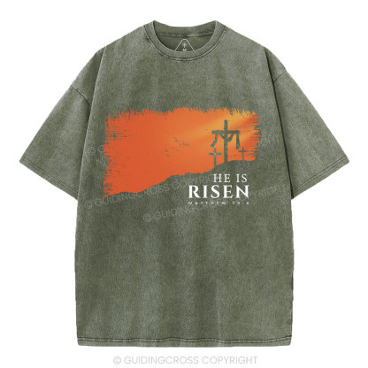 He Is Risen Christian Washed T-Shirt