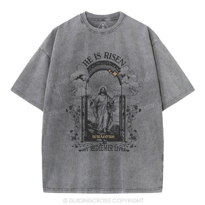 He Is Risen Christian Washed T-Shirt