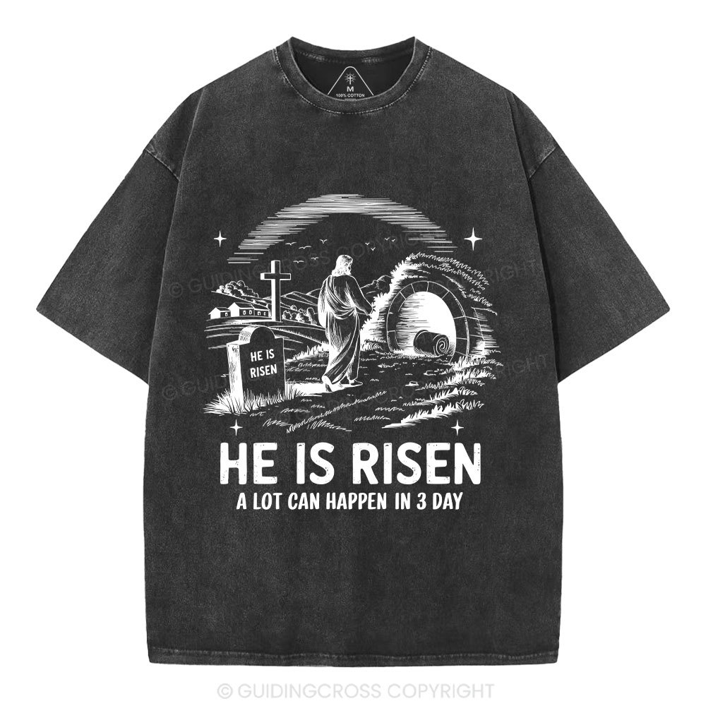 He Is Risen Christian Washed T-Shirt