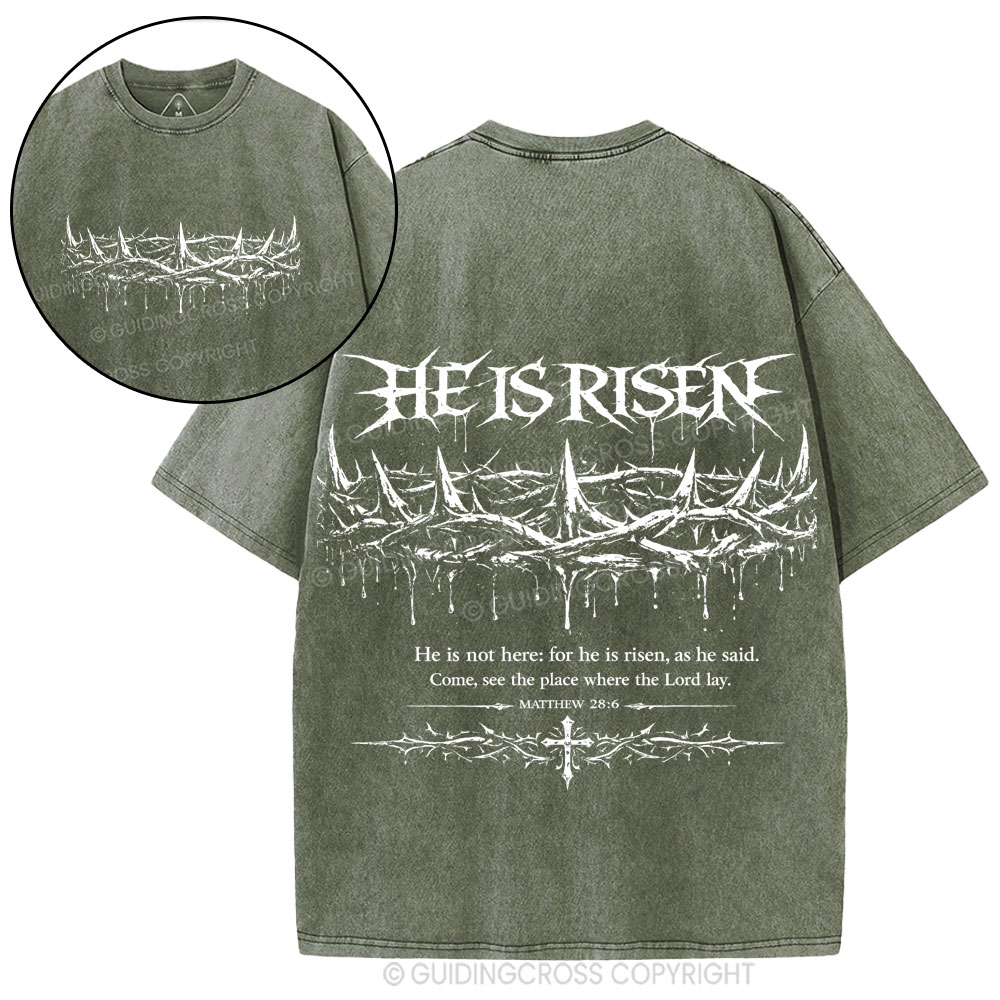 He Is Risen Christian Washed T-Shirt