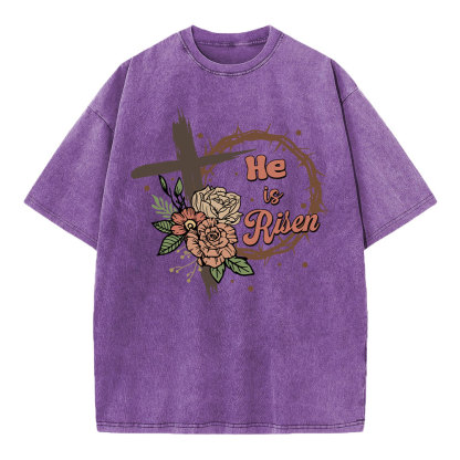 He Is Risen Christian Washed T-Shirt