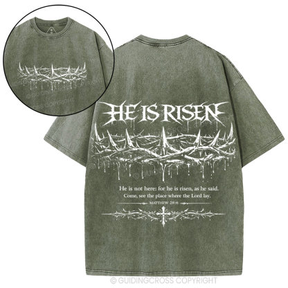 He Is Risen Christian Washed T-Shirt