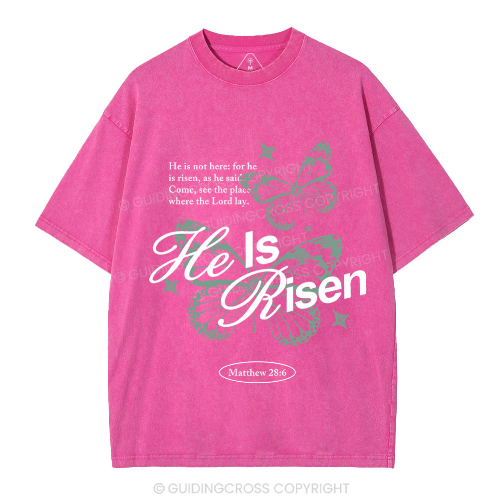 He Is Risen Christian Washed T-Shirt