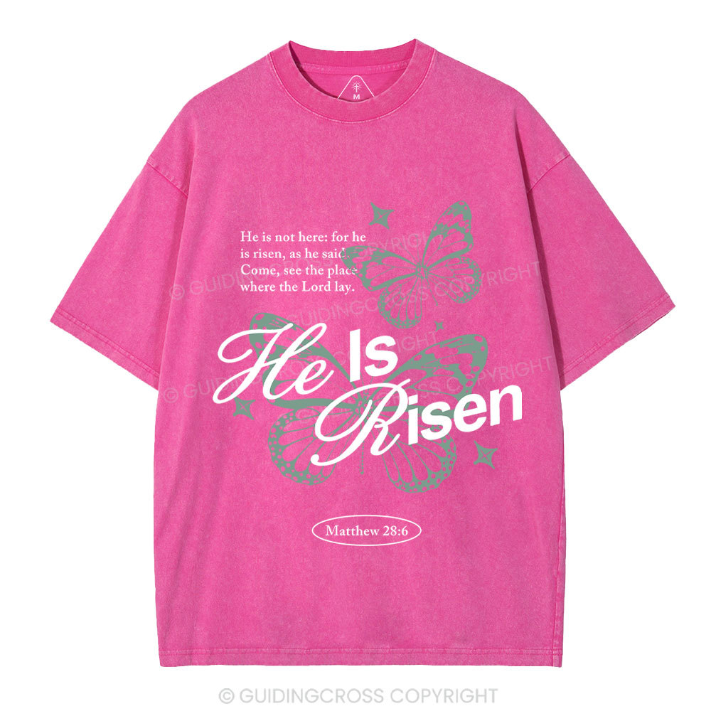 He Is Risen Christian Washed T-Shirt