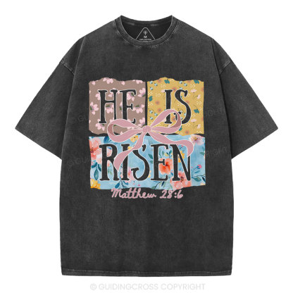 He Is Risen Christian Washed T-Shirt