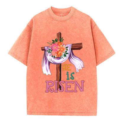 He Is Risen Christian Washed T-Shirt