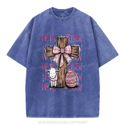 He Is Risen Christian Washed T-Shirt