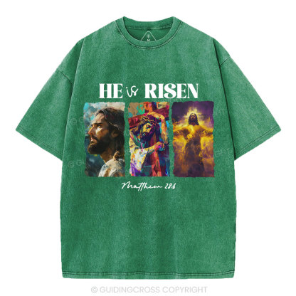 He Is Risen Christian Washed T-Shirt