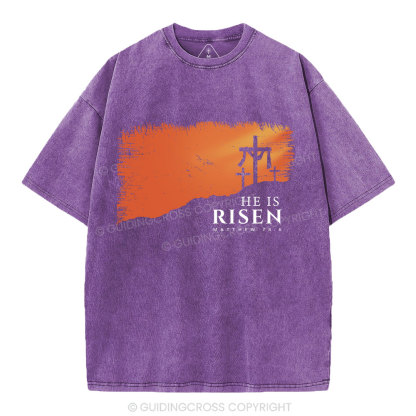 He Is Risen Christian Washed T-Shirt