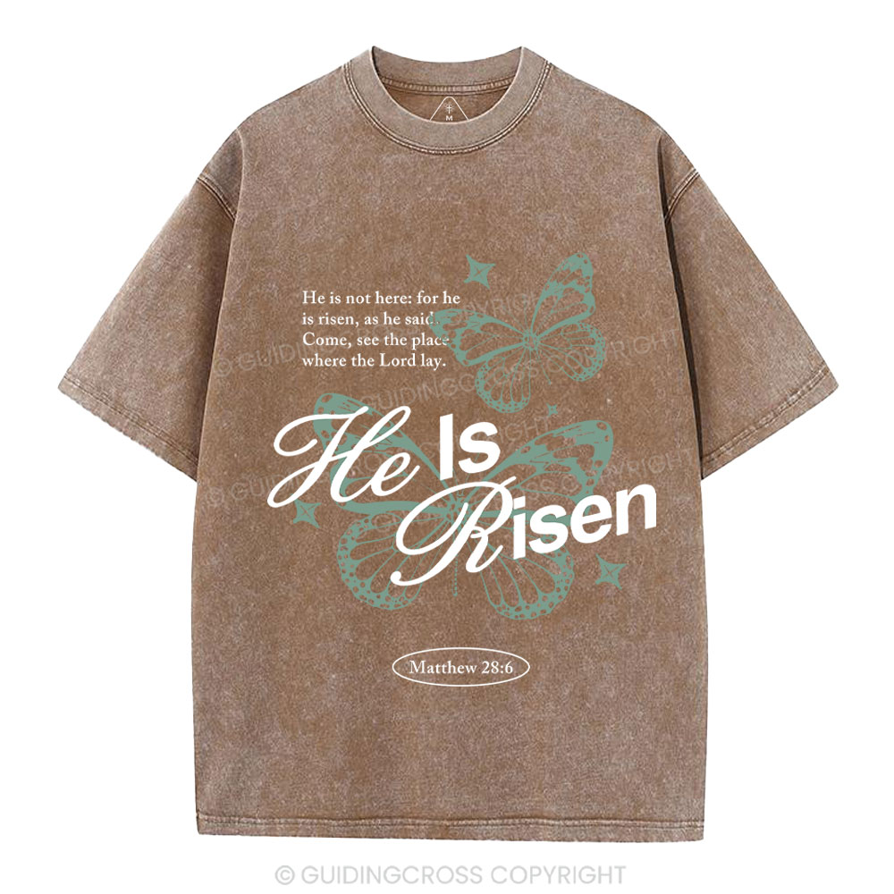 He Is Risen Christian Washed T-Shirt