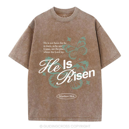 He Is Risen Christian Washed T-Shirt
