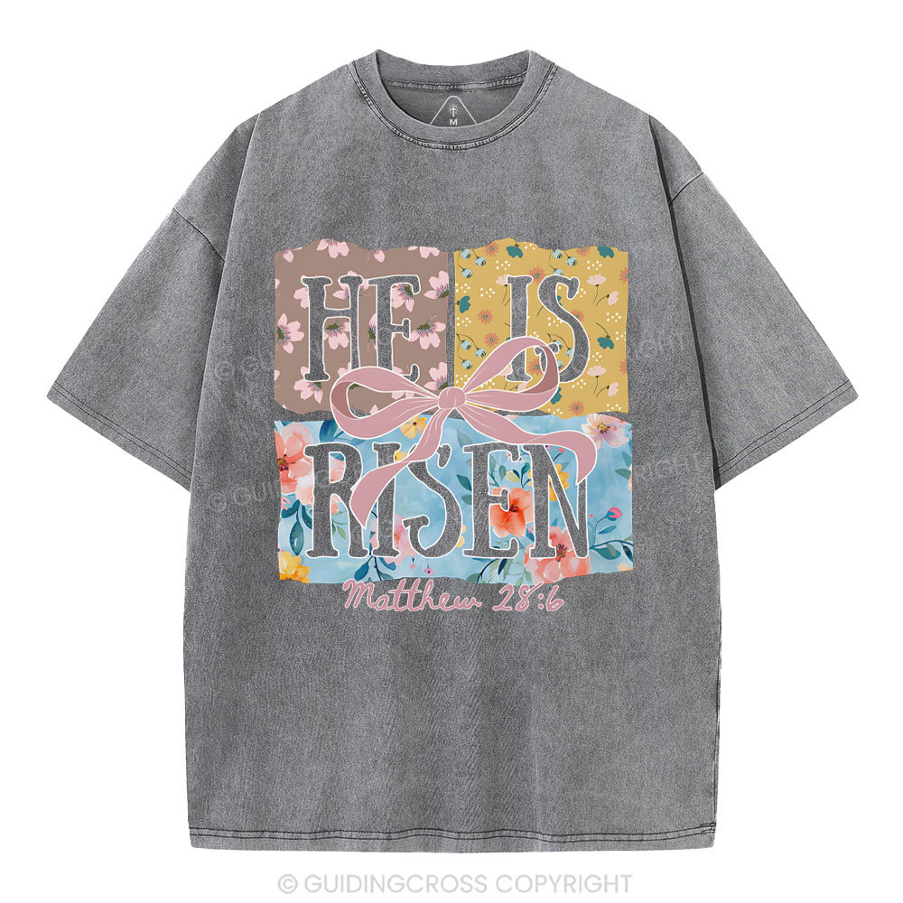 He Is Risen Christian Washed T-Shirt