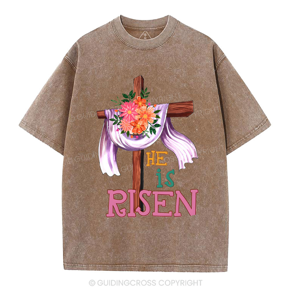 He Is Risen Christian Washed T-Shirt