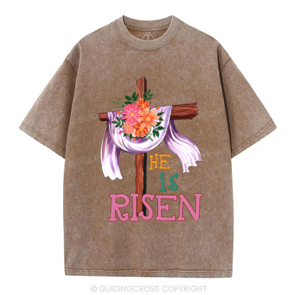 He Is Risen Christian Washed T-Shirt