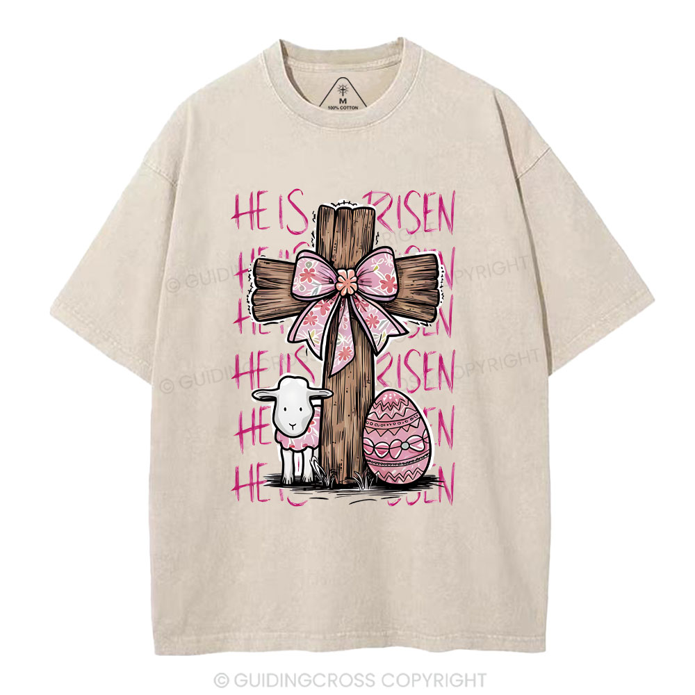 He Is Risen Christian Washed T-Shirt