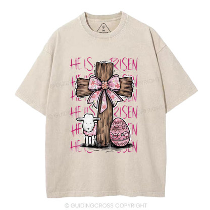 He Is Risen Christian Washed T-Shirt