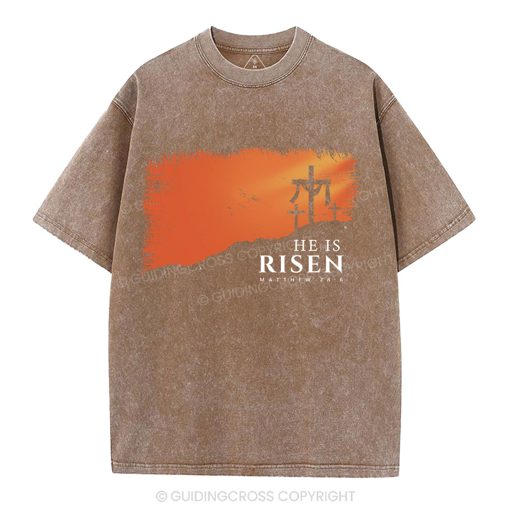 He Is Risen Christian Washed T-Shirt