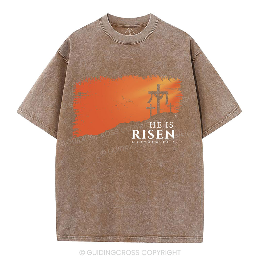 He Is Risen Christian Washed T-Shirt