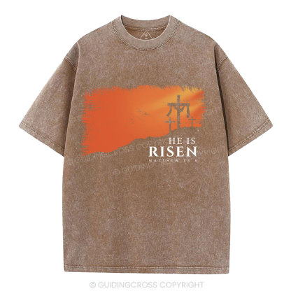 He Is Risen Christian Washed T-Shirt