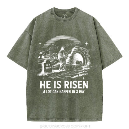 He Is Risen Christian Washed T-Shirt