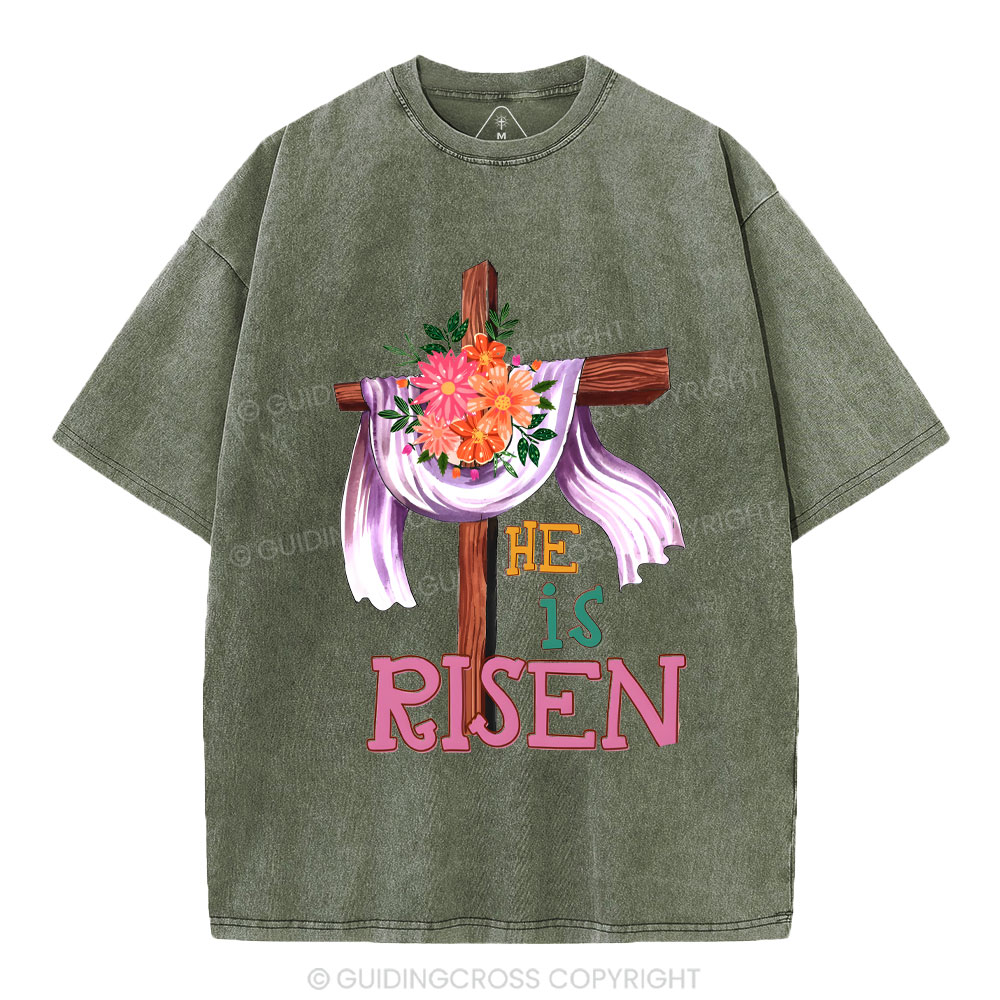 He Is Risen Christian Washed T-Shirt