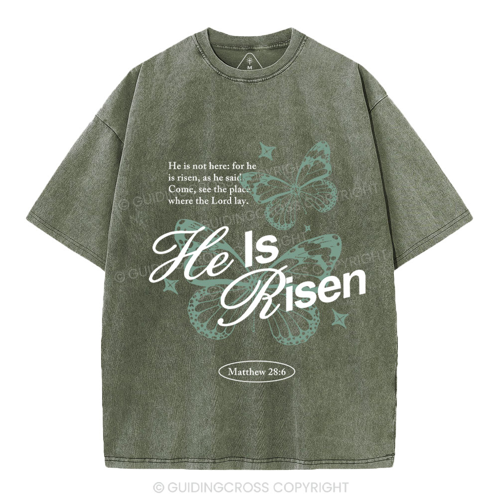 He Is Risen Christian Washed T-Shirt