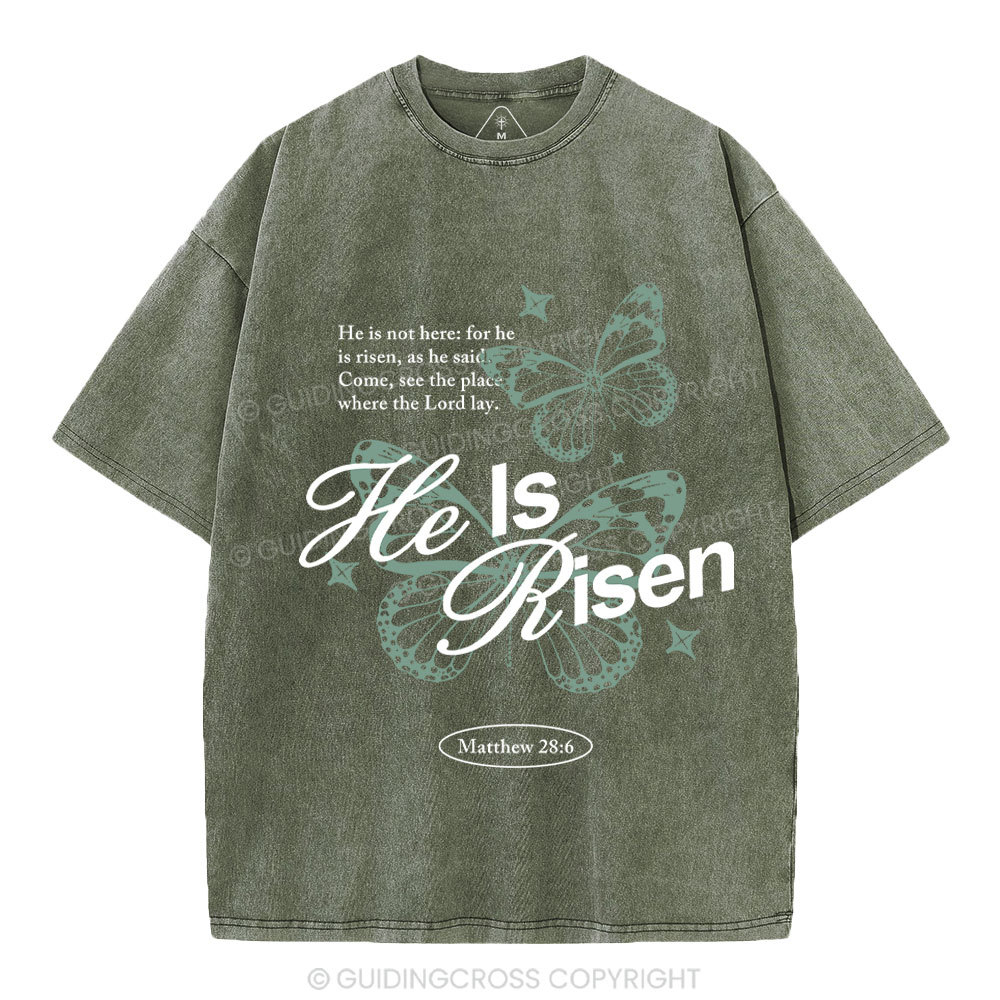 He Is Risen Christian Washed T-Shirt