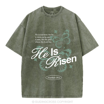 He Is Risen Christian Washed T-Shirt