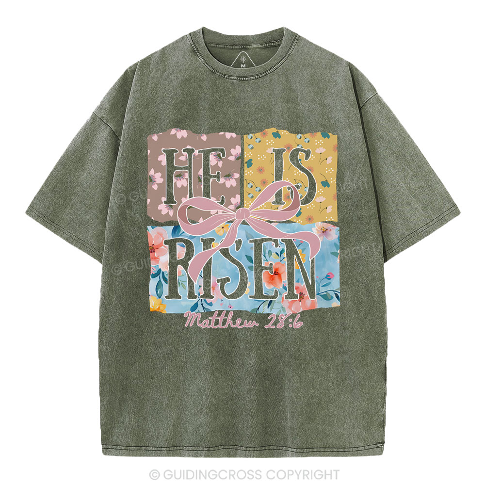 He Is Risen Christian Washed T-Shirt