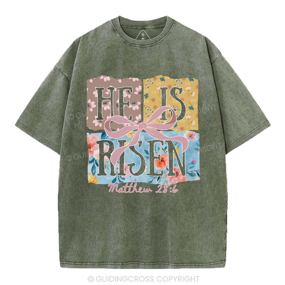 He Is Risen Christian Washed T-Shirt