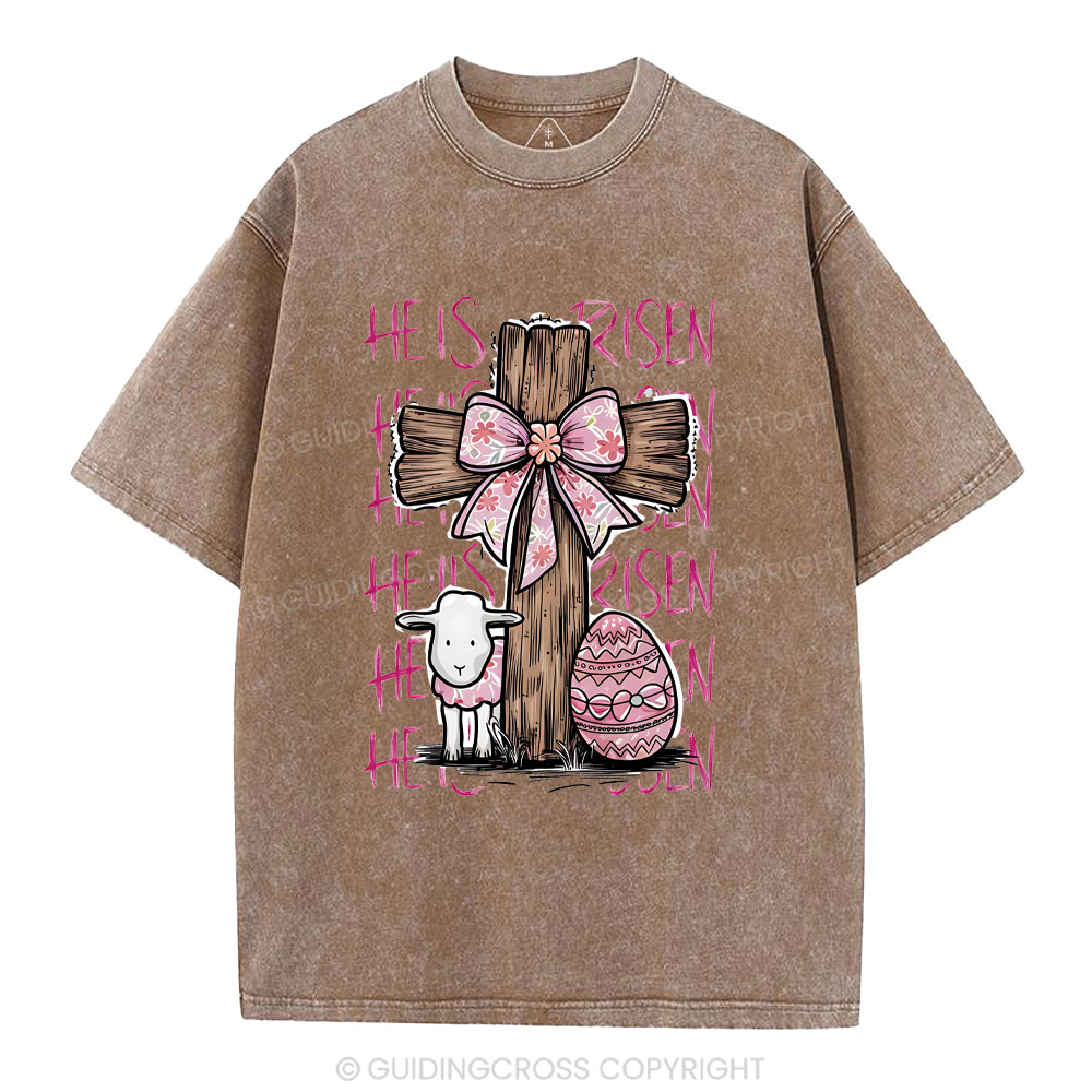 He Is Risen Christian Washed T-Shirt