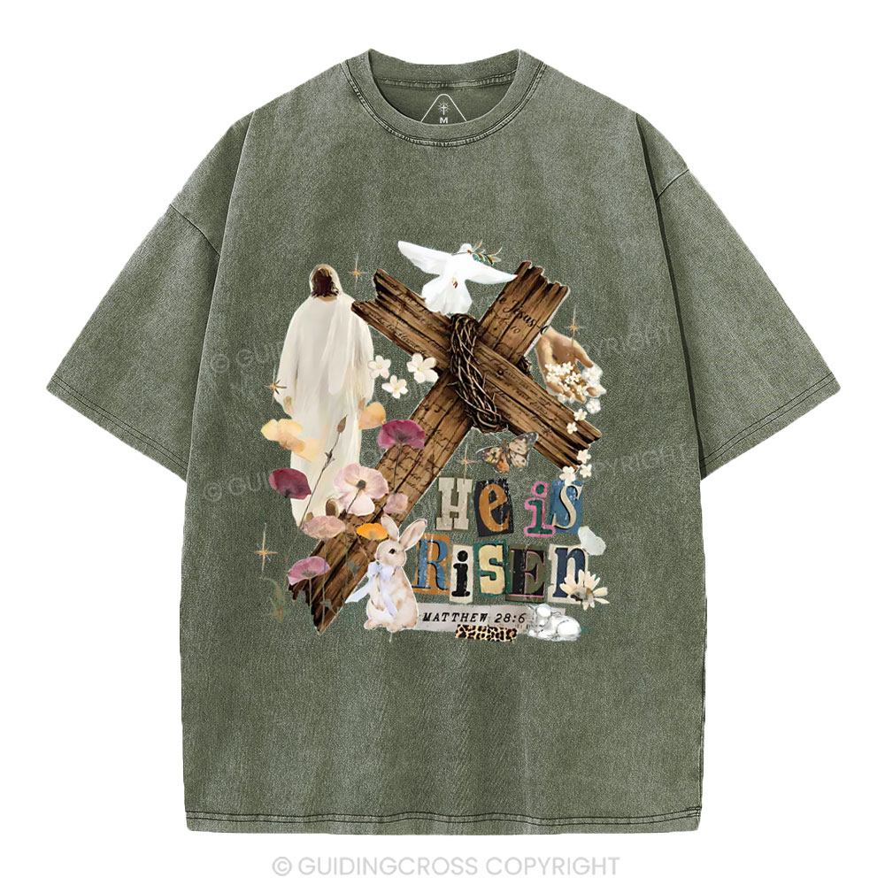 He Is Risen Christian Washed T-Shirt