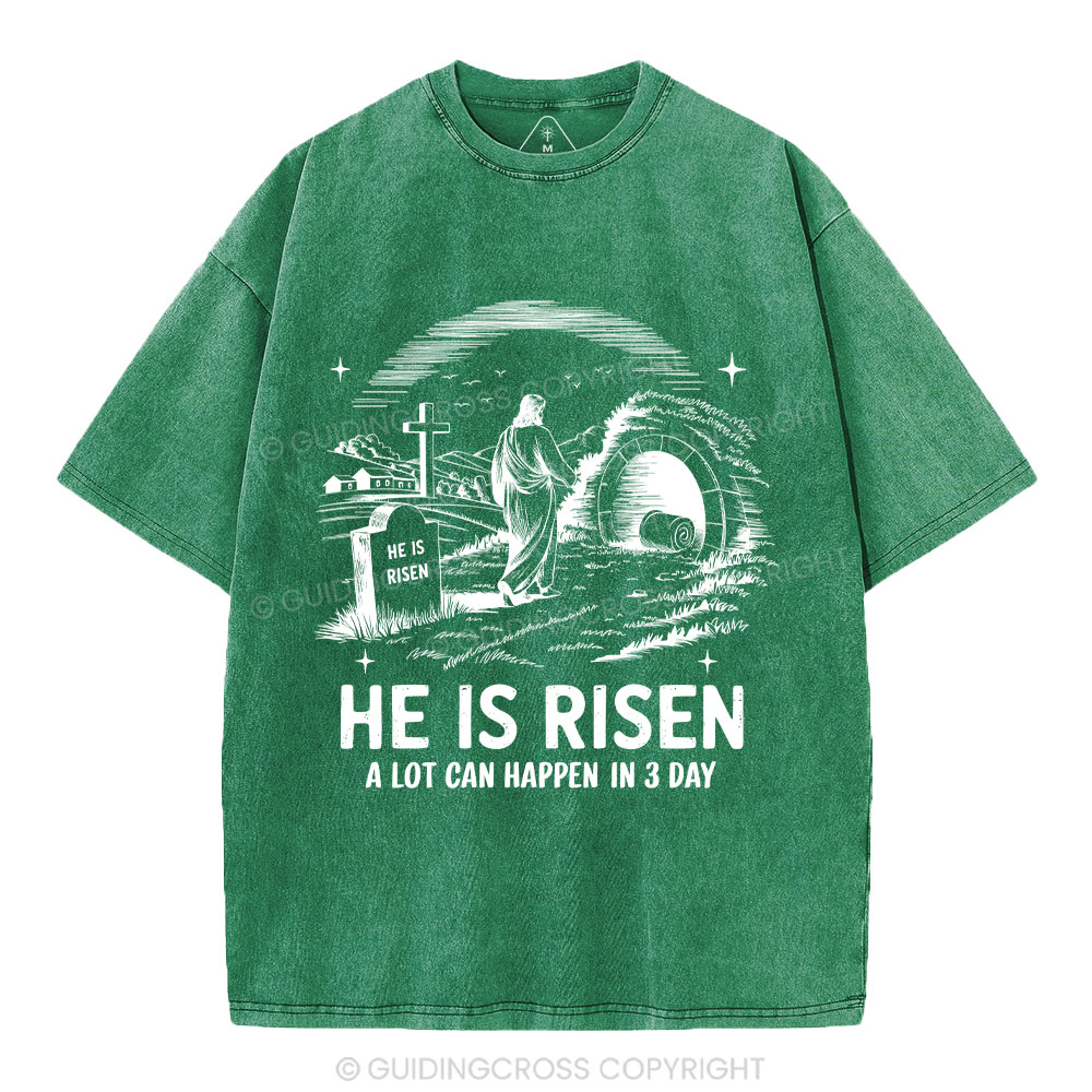 He Is Risen Christian Washed T-Shirt