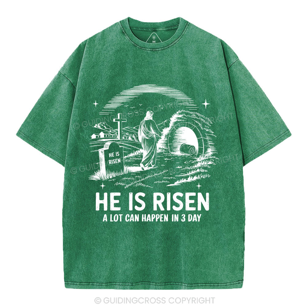 He Is Risen Christian Washed T-Shirt