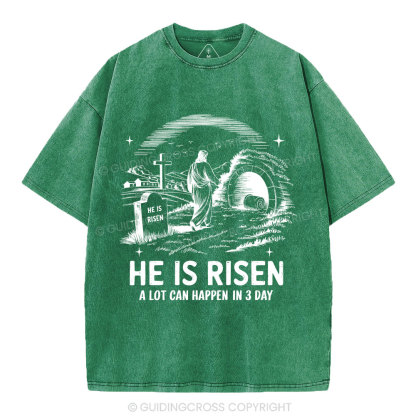 He Is Risen Christian Washed T-Shirt