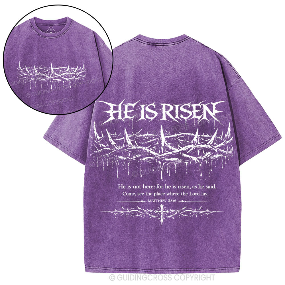 He Is Risen Christian Washed T-Shirt