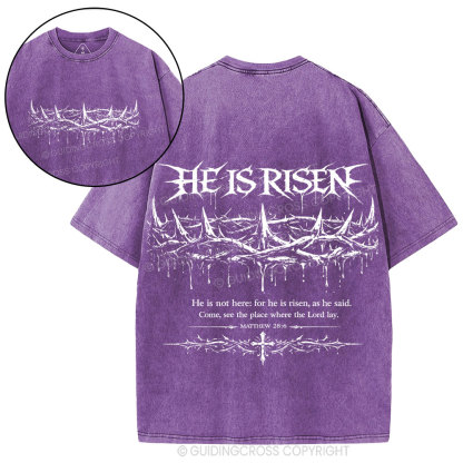 He Is Risen Christian Washed T-Shirt