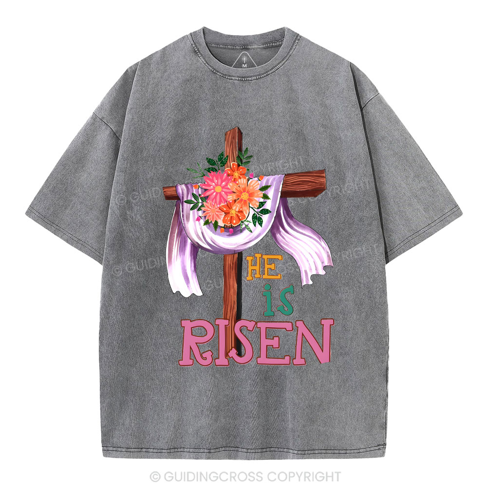 He Is Risen Christian Washed T-Shirt
