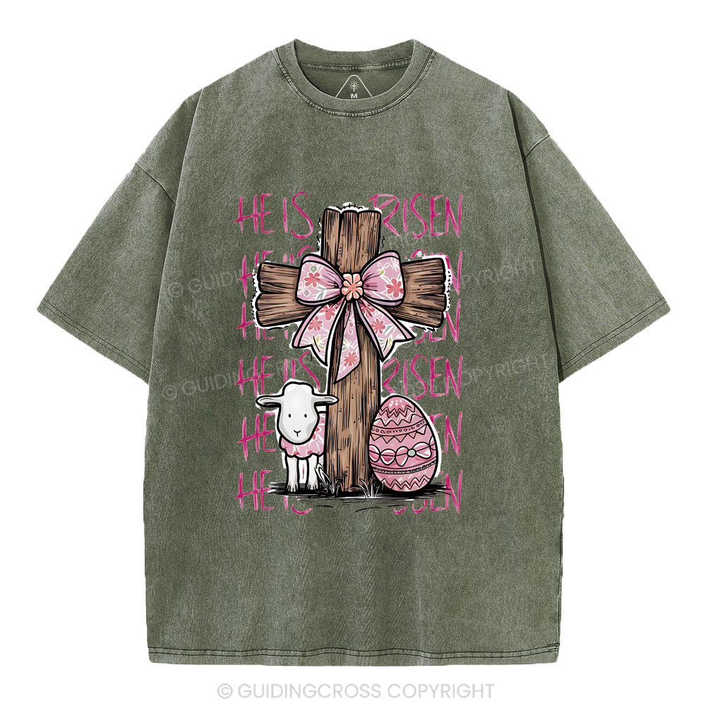 He Is Risen Christian Washed T-Shirt